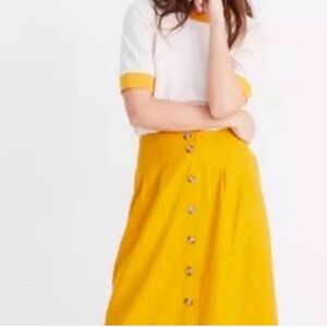 Madewell Yellow Button-Front A-Line Skirt - Women